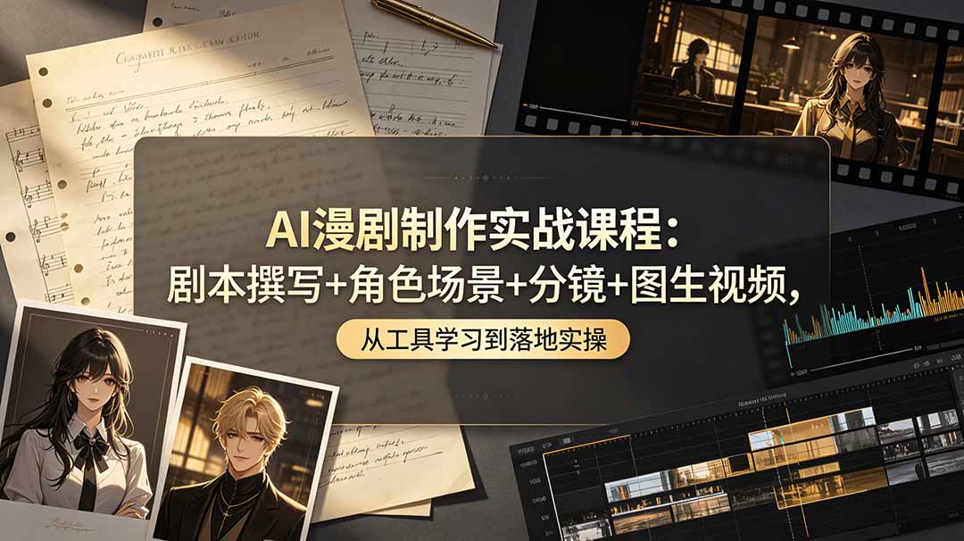 AI漫剧制作实战课程：剧本撰写+角色场景+分镜+图生视频，从工具学习到落地实操力繁信息站-闲云创业网-老谢轻创网-中创网-福缘网-冒泡网-资源之家-魔方项目库力繁信息站