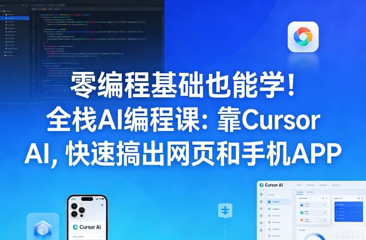 零编程基础也能学！全栈AI编程课：靠Cursor AI，快速搞出网页和手机APP力繁信息站-闲云创业网-老谢轻创网-中创网-福缘网-冒泡网-资源之家-魔方项目库力繁信息站