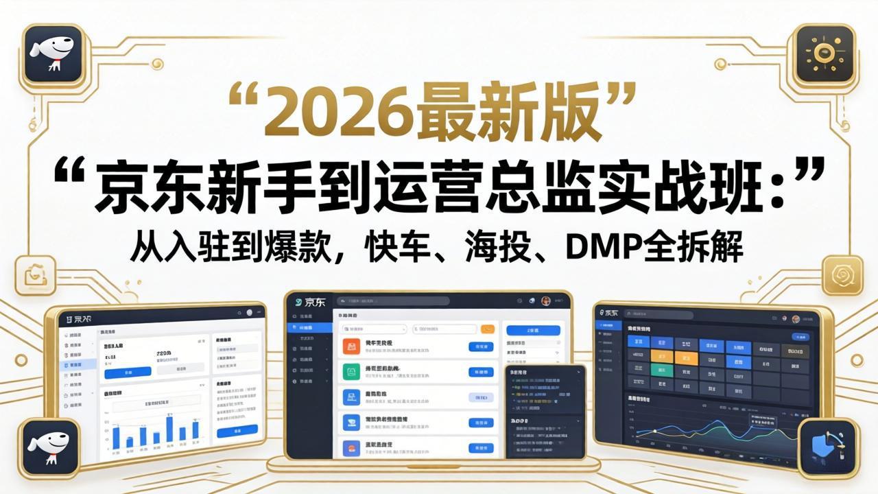 京东新手到运营总监实战班：从入驻到爆款，快车、海投、DMP全拆解，2026最新版力繁信息站-闲云创业网-老谢轻创网-中创网-福缘网-冒泡网-资源之家-魔方项目库力繁信息站