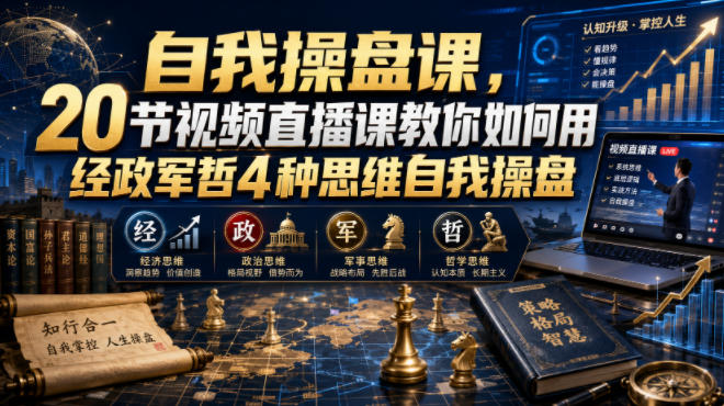 自我操盘课，20节视频直播课教你如何用经政军哲4种思维自我操盘力繁信息站-闲云创业网-老谢轻创网-中创网-福缘网-冒泡网-资源之家-魔方项目库力繁信息站