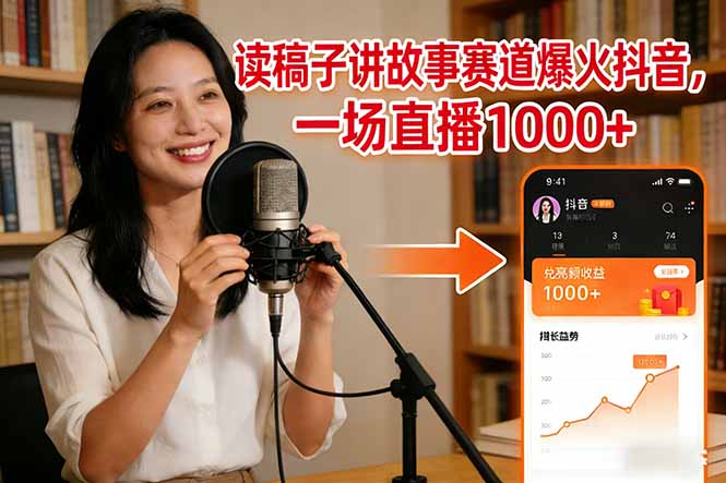 读稿子讲故事赛道爆火抖音，一场直播日入1000+力繁信息站-闲云创业网-老谢轻创网-中创网-福缘网-冒泡网-资源之家-魔方项目库力繁信息站