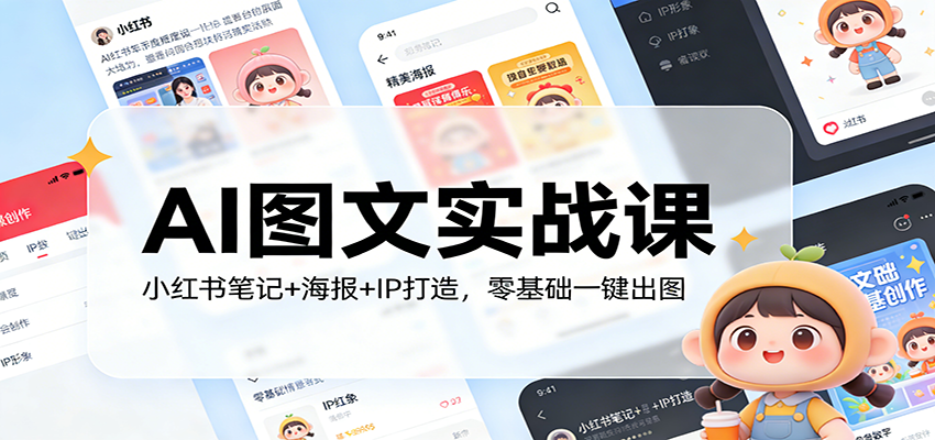AI图文实战课：小红书笔记+海报+IP打造，零基础一键出图力繁信息站-闲云创业网-老谢轻创网-中创网-福缘网-冒泡网-资源之家-魔方项目库力繁信息站