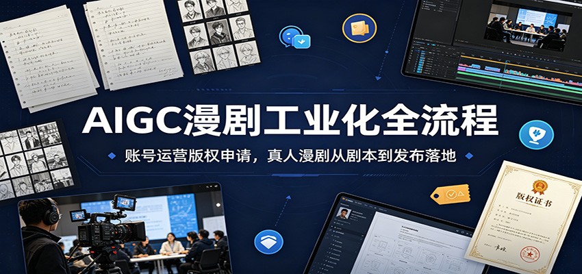 AIGC漫剧工业化全流程:账号运营版权申请,真人漫剧从剧本到发布落地力繁信息站-闲云创业网-老谢轻创网-中创网-福缘网-冒泡网-资源之家-魔方项目库力繁信息站