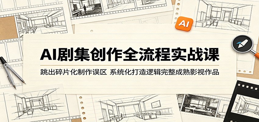 AI剧集创作全流程实战课：跳出碎片化制作误区，系统化打造逻辑完整成熟影视作品力繁信息站-闲云创业网-老谢轻创网-中创网-福缘网-冒泡网-资源之家-魔方项目库力繁信息站