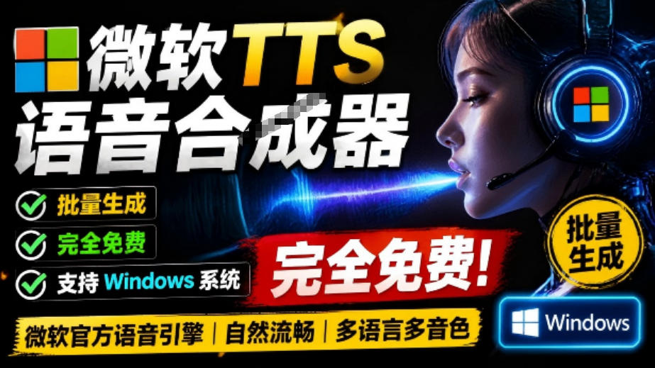 微软TTS免费语音配音生成器,完全免费,支持多语音、多音色选择,Windows系统专用TTS语音合成器力繁信息站-闲云创业网-老谢轻创网-中创网-福缘网-冒泡网-资源之家-魔方项目库力繁信息站