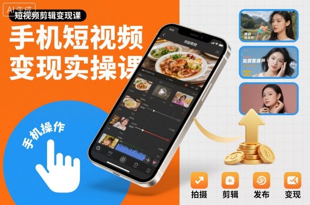 手机短视频变现实操课，短视频剪辑变现课力繁信息站-闲云创业网-老谢轻创网-中创网-福缘网-冒泡网-资源之家-魔方项目库力繁信息站