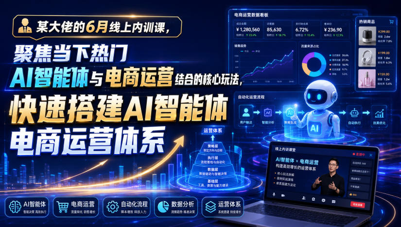某大佬的6月线上内训课，聚焦当下热门AI智能体与电商运营结合的核心玩法，快速搭建AI智能体电商运营体系力繁信息站-闲云创业网-老谢轻创网-中创网-福缘网-冒泡网-资源之家-魔方项目库力繁信息站