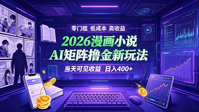 爆款小说漫画大阅读 ai矩阵操作 当天可见收益 日入400+ 零门槛 高收益力繁信息站-闲云创业网-老谢轻创网-中创网-福缘网-冒泡网-资源之家-魔方项目库力繁信息站