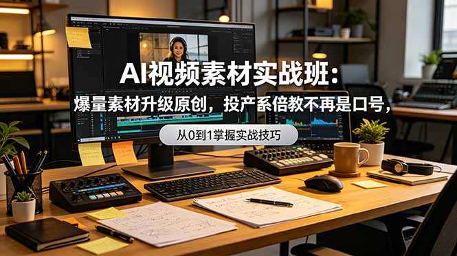 AI视频素材实战班：爆量素材升级原创，投产翻倍不再是口号，0-1系统教学实战落地力繁信息站-闲云创业网-老谢轻创网-中创网-福缘网-冒泡网-资源之家-魔方项目库力繁信息站