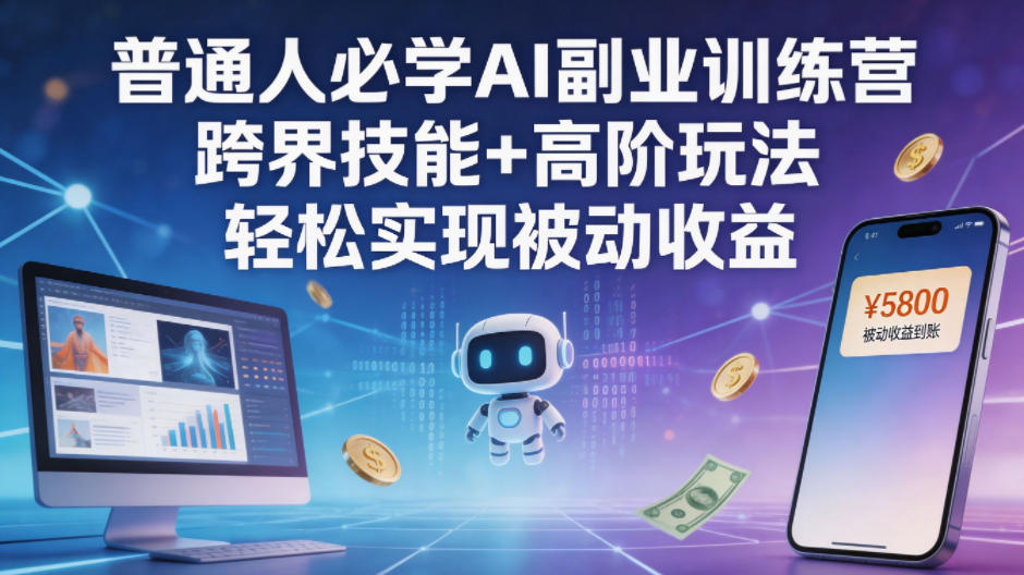 普通人必学AI副业训练营跨界技能+高阶玩法轻松实现被动收益力繁信息站-闲云创业网-老谢轻创网-中创网-福缘网-冒泡网-资源之家-魔方项目库力繁信息站