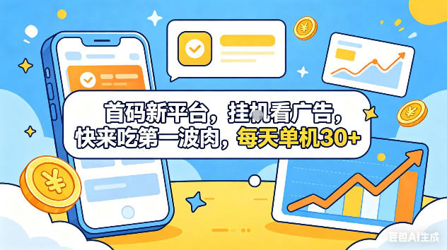 首码新平台,挂G自动看广告,快来吃第一波肉,每天单机30+,可矩阵放大【揭秘】力繁信息站-闲云创业网-老谢轻创网-中创网-福缘网-冒泡网-资源之家-魔方项目库力繁信息站