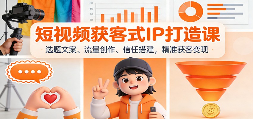 短视频获客式IP打造课：选题文案、流量创作、信任搭建，精准获客变现力繁信息站-闲云创业网-老谢轻创网-中创网-福缘网-冒泡网-资源之家-魔方项目库力繁信息站