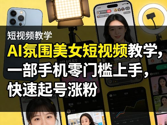 AI氛围美女短视频教学，一部手机零门槛上手，快速起号涨粉力繁信息站-闲云创业网-老谢轻创网-中创网-福缘网-冒泡网-资源之家-魔方项目库力繁信息站