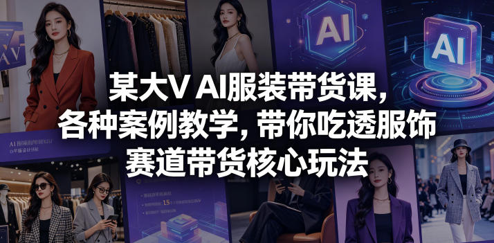 某大V AI服装带货课,各种案例教学,带你吃透服饰赛道带货核心玩法力繁信息站-闲云创业网-老谢轻创网-中创网-福缘网-冒泡网-资源之家-魔方项目库力繁信息站