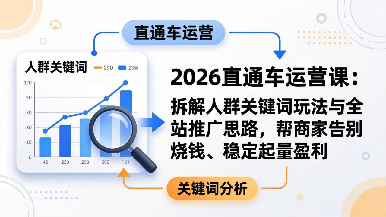 2026直通车运营课：拆解人群关键词玩法与全站推广思路，帮商家告别烧钱、稳定起量盈利力繁信息站-闲云创业网-老谢轻创网-中创网-福缘网-冒泡网-资源之家-魔方项目库力繁信息站