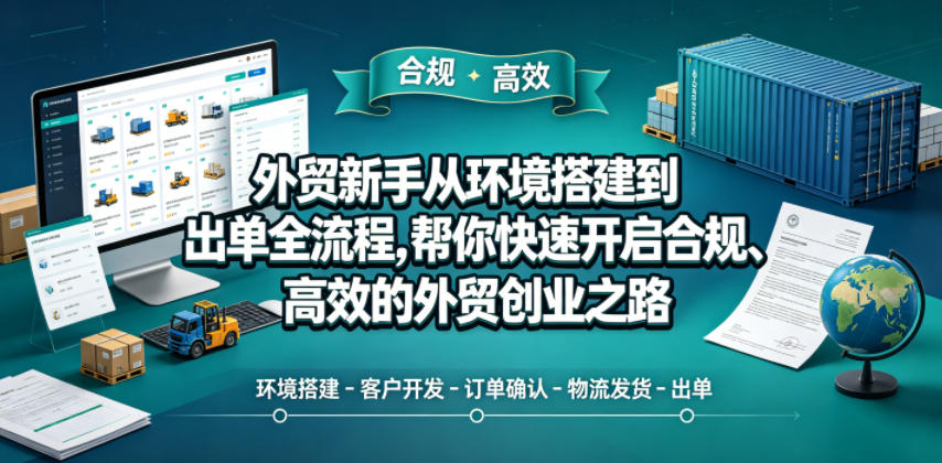 外贸新手从环境搭建到出单全流程,帮你快速开启合规、高效的外贸创业之路力繁信息站-闲云创业网-老谢轻创网-中创网-福缘网-冒泡网-资源之家-魔方项目库力繁信息站