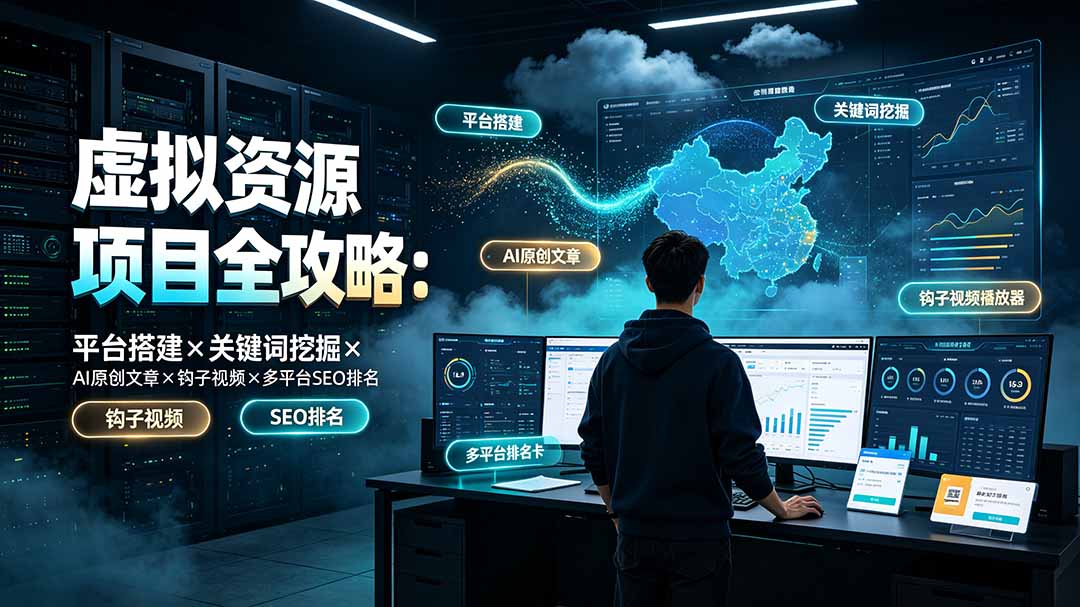 虚拟资源项目全攻略:平台搭建×关键词挖掘×AI原创文章×钩子视频×多平台SEO排名力繁信息站-闲云创业网-老谢轻创网-中创网-福缘网-冒泡网-资源之家-魔方项目库力繁信息站