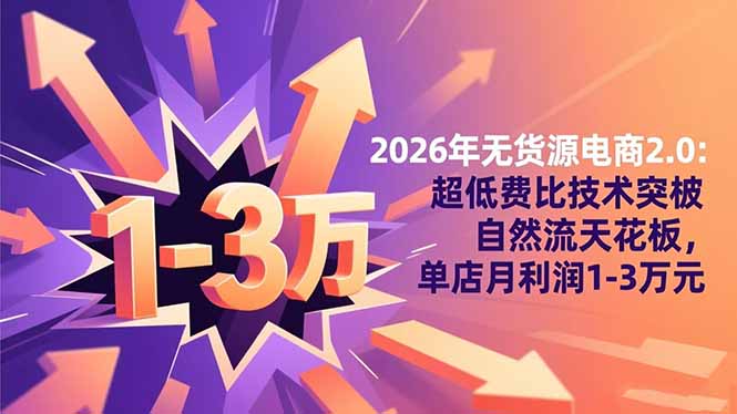 2026年无货源电商2.0【更新】：超低费比技术突破自然流天花板，单店月利润1-3万元力繁信息站-闲云创业网-老谢轻创网-中创网-福缘网-冒泡网-资源之家-魔方项目库力繁信息站