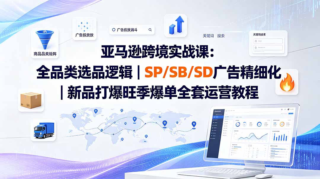 亚马逊跨境实战课-更新：全品类选品逻辑｜SP/SB/SD广告精细化｜新品打爆旺季爆单全套运营教程力繁信息站-闲云创业网-老谢轻创网-中创网-福缘网-冒泡网-资源之家-魔方项目库力繁信息站