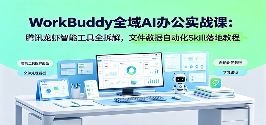 WorkBuddy全域AI办公实战课:腾讯龙虾智能工具全拆解,文件数据自动化Skill落地教程力繁信息站-闲云创业网-老谢轻创网-中创网-福缘网-冒泡网-资源之家-魔方项目库力繁信息站