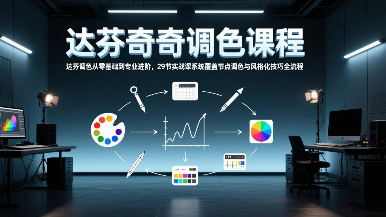 达芬奇调色从零基础到专业进阶，29节实战课系统覆盖节点调色与风格化技巧全流程力繁信息站-闲云创业网-老谢轻创网-中创网-福缘网-冒泡网-资源之家-魔方项目库力繁信息站