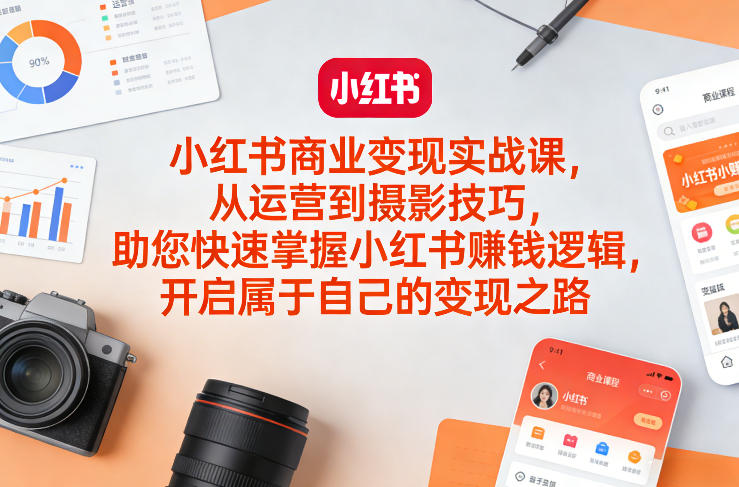 小红书商业变现实战课，从运营到摄影技巧，助您快速掌握小红书賺钱逻辑，开启属于自己的变现之路力繁信息站-闲云创业网-老谢轻创网-中创网-福缘网-冒泡网-资源之家-魔方项目库力繁信息站