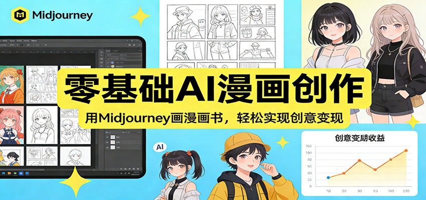 零基础AI漫画创作：用Midjourney画漫画书，轻松实现创意变现力繁信息站-闲云创业网-老谢轻创网-中创网-福缘网-冒泡网-资源之家-魔方项目库力繁信息站