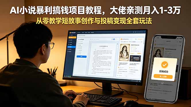 AI小说暴利搞钱项目教程,大佬亲测月入1-3万,从零教学短故事创作与投稿变现全套玩法力繁信息站-闲云创业网-老谢轻创网-中创网-福缘网-冒泡网-资源之家-魔方项目库力繁信息站