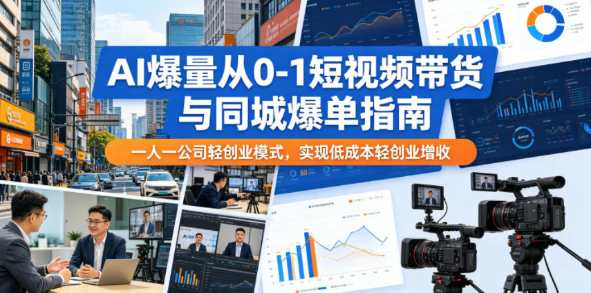 AI爆量从0-1短视频带货与同城爆单指南,一人一公司轻创业模式,实现低成本轻创业增收力繁信息站-闲云创业网-老谢轻创网-中创网-福缘网-冒泡网-资源之家-魔方项目库力繁信息站