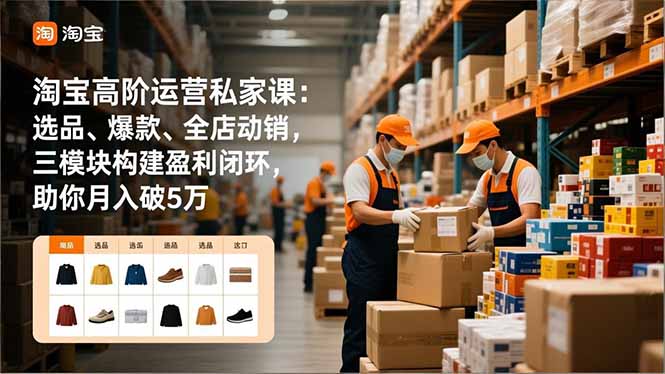 淘宝高阶运营私家课：选品、爆款、全店动销，三模块构建盈利闭环，助你月入破5万(更新12月力繁信息站-闲云创业网-老谢轻创网-中创网-福缘网-冒泡网-资源之家-魔方项目库力繁信息站