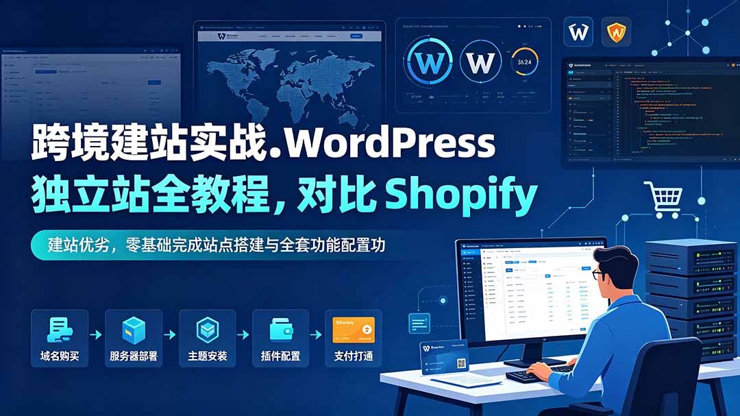 跨境建站实战:WordPress 独立站全教程,对比 Shopify 建站优劣,零基础完成站点搭建与全套功能配置力繁信息站-闲云创业网-老谢轻创网-中创网-福缘网-冒泡网-资源之家-魔方项目库力繁信息站