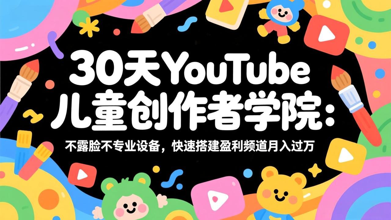 30天YouTube儿童创作者学院：不露脸不专业设备，快速搭建盈利频道月入过万力繁信息站-闲云创业网-老谢轻创网-中创网-福缘网-冒泡网-资源之家-魔方项目库力繁信息站
