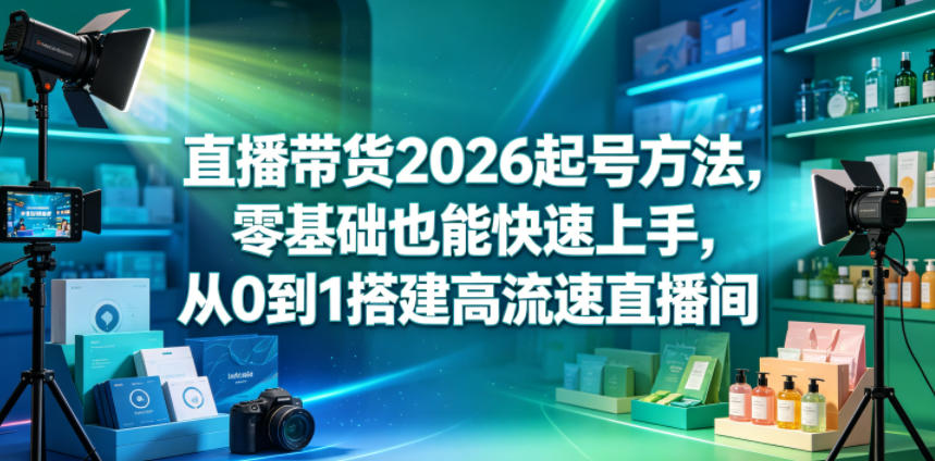 直播带货2026起号方法,零基础也能快速上手,从0到1搭建高流速直播间力繁信息站-闲云创业网-老谢轻创网-中创网-福缘网-冒泡网-资源之家-魔方项目库力繁信息站