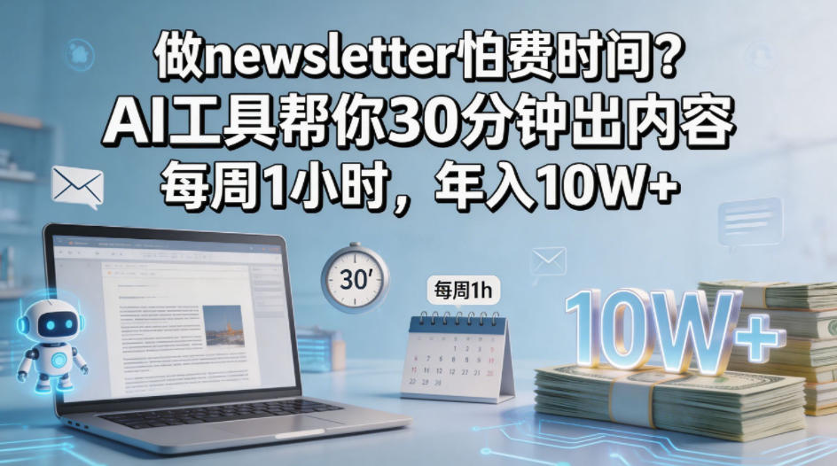 做newsletter怕费时间？AI工具帮你30分钟出内容，每周1小时，年入10W+！【原创双语字幕】力繁信息站-闲云创业网-老谢轻创网-中创网-福缘网-冒泡网-资源之家-魔方项目库力繁信息站