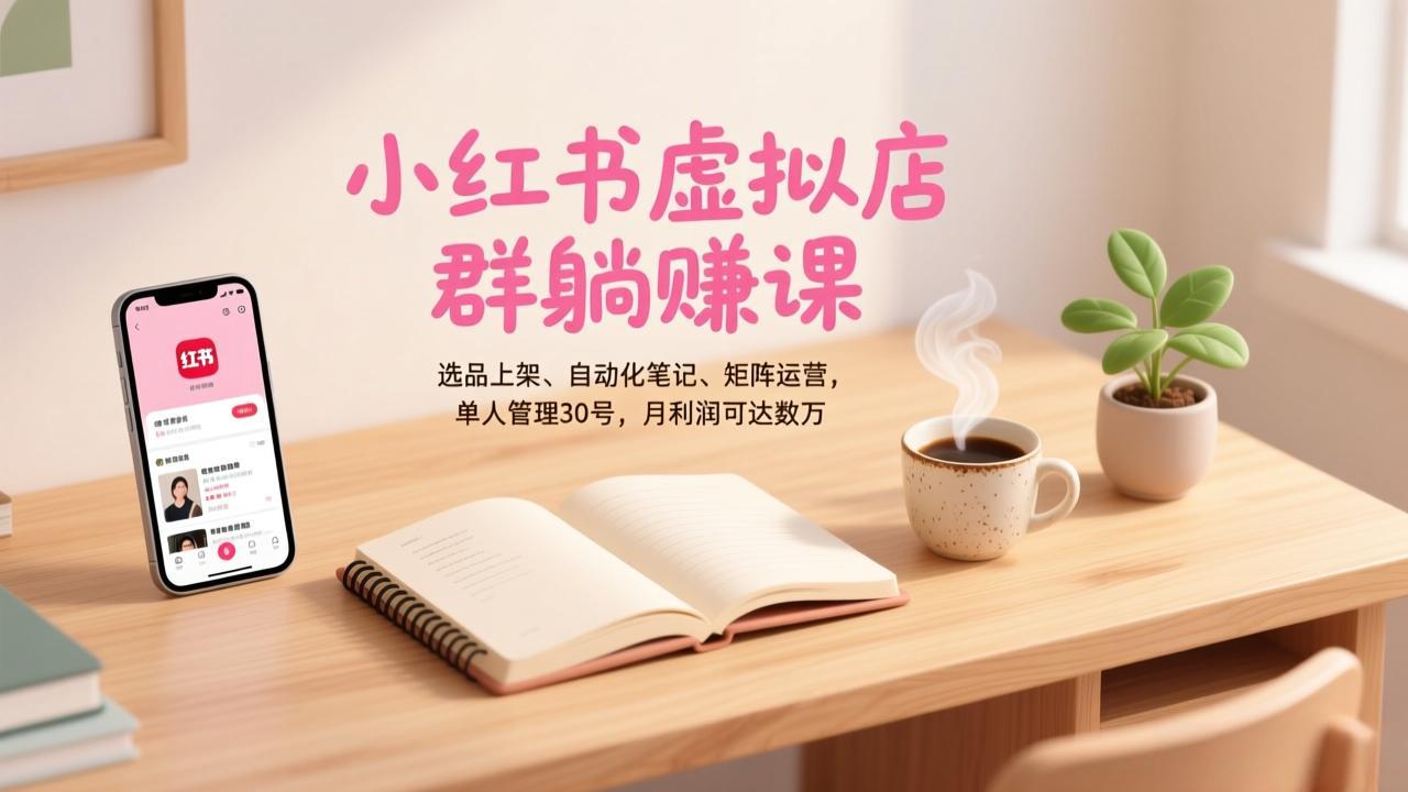 小红书虚拟店群躺赚课，选品上架、自动化笔记、矩阵运营，单人管理30号，月利润可达数万力繁信息站-闲云创业网-老谢轻创网-中创网-福缘网-冒泡网-资源之家-魔方项目库力繁信息站