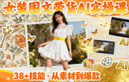 女装图文带货的AI实操课，覆盖38个实用技能，快速提升素材制作效率力繁信息站-闲云创业网-老谢轻创网-中创网-福缘网-冒泡网-资源之家-魔方项目库力繁信息站