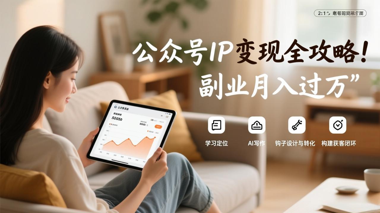 公众号IP变现全攻略，学习定位、AI写作、钩子设计与转化，构建获客闭环，副业月入过万力繁信息站-闲云创业网-老谢轻创网-中创网-福缘网-冒泡网-资源之家-魔方项目库力繁信息站