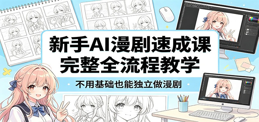 新手AI漫剧速成课:完整全流程教学,不用基础也能独立做漫剧力繁信息站-闲云创业网-老谢轻创网-中创网-福缘网-冒泡网-资源之家-魔方项目库力繁信息站