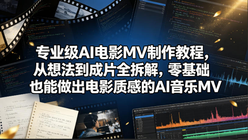 专业级AI电影MV制作教程，从想法到成片全拆解，零基础也能做出电影质感的AI音乐MV力繁信息站-闲云创业网-老谢轻创网-中创网-福缘网-冒泡网-资源之家-魔方项目库力繁信息站