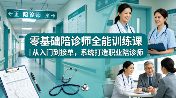 零基础陪诊师全能训练课｜从入门到接单，系统打造职业陪诊师力繁信息站-闲云创业网-老谢轻创网-中创网-福缘网-冒泡网-资源之家-魔方项目库力繁信息站