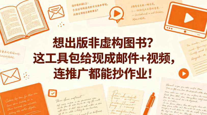 想出版非虚构图书？这工具包给现成邮件+视频，连推广都能抄作业！【原创双语字幕】力繁信息站-闲云创业网-老谢轻创网-中创网-福缘网-冒泡网-资源之家-魔方项目库力繁信息站