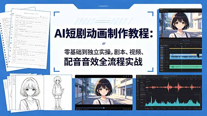 AI短剧动画制作教程：零基础到独立实操，剧本、视频、配音音效全流程实战力繁信息站-闲云创业网-老谢轻创网-中创网-福缘网-冒泡网-资源之家-魔方项目库力繁信息站