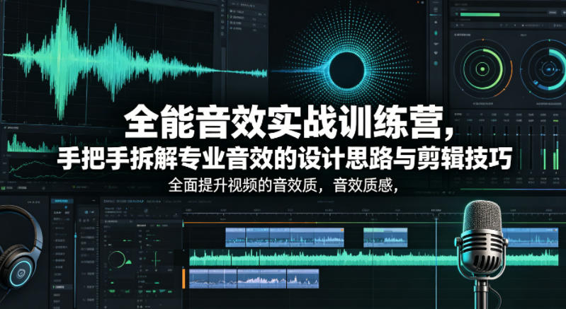 全能音效实战训练营，手把手拆解专业音效的设计思路与剪辑技巧，全面提升视频的音效质感力繁信息站-闲云创业网-老谢轻创网-中创网-福缘网-冒泡网-资源之家-魔方项目库力繁信息站