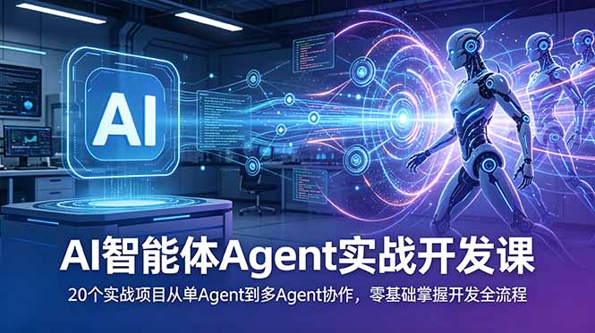 AI智能体Agent实战开发课:20个实战项目从单Agent到多Agent协作,零基础掌握开发全流程力繁信息站-闲云创业网-老谢轻创网-中创网-福缘网-冒泡网-资源之家-魔方项目库力繁信息站