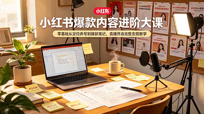 小红书爆款内容进阶大课，零基础从定位养号到爆款笔记，直播开店完整变现教学力繁信息站-闲云创业网-老谢轻创网-中创网-福缘网-冒泡网-资源之家-魔方项目库力繁信息站