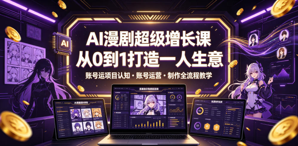 AI漫剧超级增长课,从0到1打造一人生意,项目认知・账号运营・制作全流程教学力繁信息站-闲云创业网-老谢轻创网-中创网-福缘网-冒泡网-资源之家-魔方项目库力繁信息站
