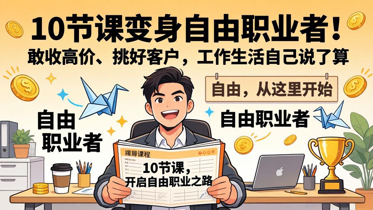 10 节课变身自由职业者!敢收高价、挑好客户,工作生活自己说了算力繁信息站-闲云创业网-老谢轻创网-中创网-福缘网-冒泡网-资源之家-魔方项目库力繁信息站