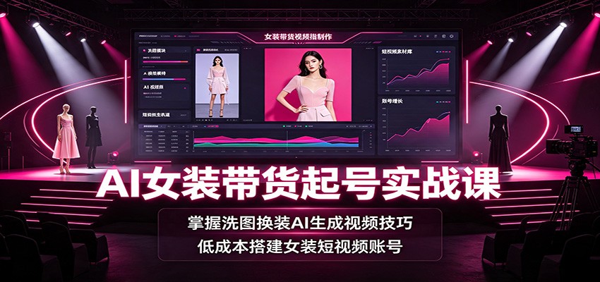 AI女装带货起号实战课：掌握洗图换装AI生成视频技巧，低成本搭建女装短视频账号力繁信息站-闲云创业网-老谢轻创网-中创网-福缘网-冒泡网-资源之家-魔方项目库力繁信息站