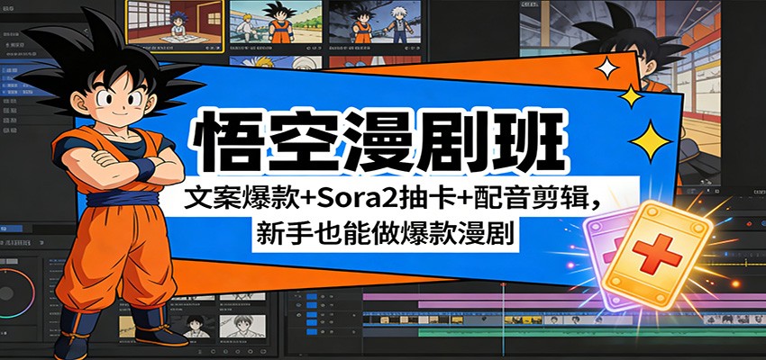 悟空漫剧班：文案爆款+Sora2抽卡+配音剪辑，新手也能做爆款漫剧力繁信息站-闲云创业网-老谢轻创网-中创网-福缘网-冒泡网-资源之家-魔方项目库力繁信息站