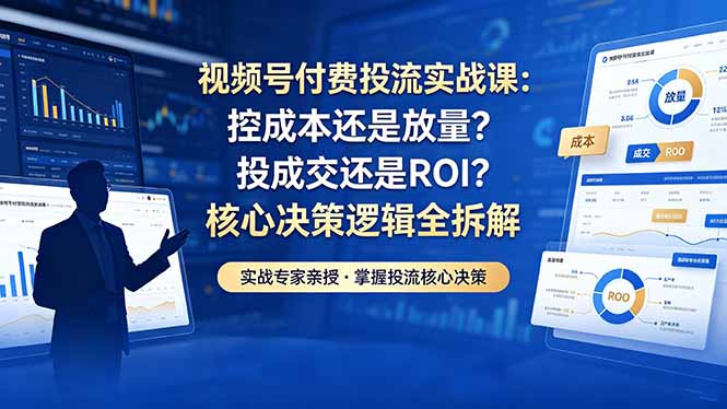 视频号付费投流实战课-5月:控成本还是放量?投成交还是ROI?核心决策逻辑全拆解力繁信息站-闲云创业网-老谢轻创网-中创网-福缘网-冒泡网-资源之家-魔方项目库力繁信息站